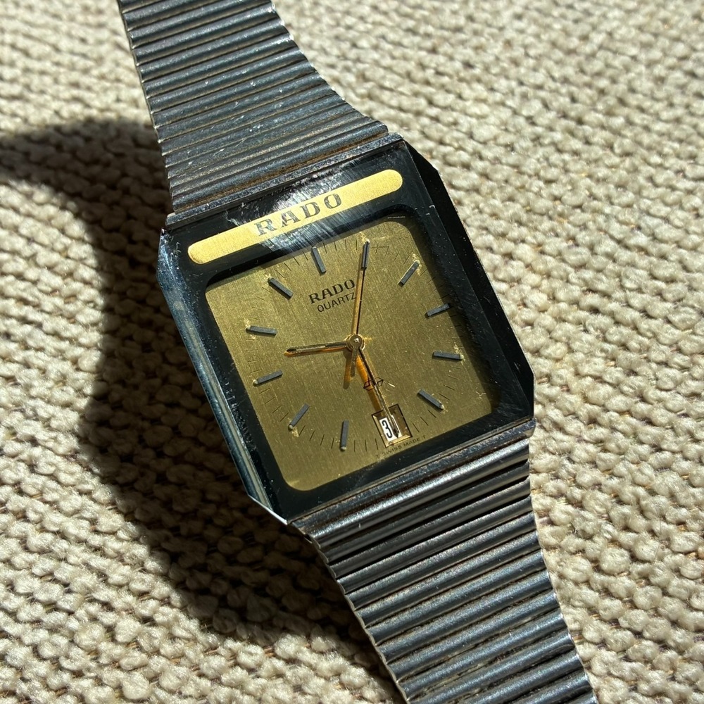 Rado Quartz Vintage Men's Watch Swiss Made 31mm Mirror Square-For parts/ repair!